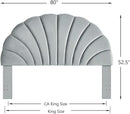 24KF Stunning Crown Design King Headboard, Upholstered Soft Velvet Petal Pattern Headboard King/CA King-Gray by CozyNest Decor