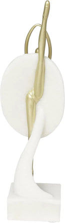 Deco 79 Polystone Dancer Decorative Sculpture Ballet Home Decor Statue with Gold Accents, Accent Figurine 4" x 4" x 14", Cream by CozyNest Decor