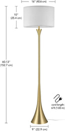 GLOBE Electric 61000150 60" Floor Lamp, Antique Brass Finish, Beige Fabric Shade, Mid-Century Modern Standing Lamp, E26 Base, Sustainable Design for Living Rooms and Bedrooms by CozyNest Decor