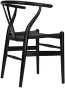 Tomile Solid Wood Wishbone Chair Y Chair Mid-Century Armrest Dining Chair, Hemp Seat (Ash Wood Black., Pack of 1) by CozyNest Decor