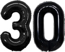 GOER Number 30 Balloons for 30th Birthday Party Decorations,42 Inch Jumbo Foil Helium Balloons for 30th Anniversary (Black) by TinyTreasures Baby Boutique