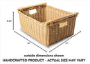 The Basket Lady Pole Handle Wicker Storage Basket, Medium, 16 in L x 12 in W x 8.25 in H, Sandstone by CozyNest Decor