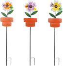 Metal Garden Stakes Decor,3 Pack Flowers Pot Decorative Garden Stakes, Waterproof Spring Outdoor Decor,Metal Flowers Garden Decor for Outside,Lawn,Yard,Pathway by CozyNest Decor