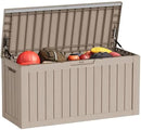 80 Gallon Outdoor Deck Box,Storage Lockable Waterproof Patio Furniture,Garden Tools,Cushions,Pool Accessories Outside Storage Resin Box(Gery) by CozyNest Decor