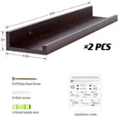 AZSKY Floating Book Shelves Wall Mounted Photo Shelf Picture Ledge Deep Walnut Display Shelves for Home Living Room Bedroom Bathroom Office Set of 2 by CozyNest Decor