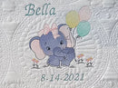 Personalized Baby Blanket Baby Quilt Monogrammed Blankets for Boys and Girls Embroidered Baby Gifts (Elephant & Balloons) Crib by TinyTreasures Baby Boutique