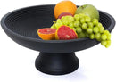 Folkulture Wooden Fruit Bowl for Kitchen Counter | 12" Large Premium Eco Friendly Banana Fruit Basket for Kitchen | Black Wood Bowl with Holder, Pedestal for Table Decor, Centerpiece for Dining Table by CozyNest Decor