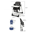 INFANS High Chair for Babies & Toddlers, Foldable Highchair with Multiple Adjustable Backrest, Footrest and Seat Height, Removable Tray, Detachable PU Leather Cushion, Built-in Rear Wheels (Dark Grey) by TinyTreasures Baby Boutique