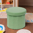 B FSOBEIIALEO Storage Ottoman Cube, Round Ottomans with Storage Foot Stool Footrest for Lving Room, Boucle Ottoman Seat for Dorm Room,Faux Teddy Fur, Green 15"x15"x15" by CozyNest Decor
