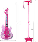 TAKIHON Guitar and Microphone Set for Kids,Guitar Toys with Music&Colorful Light,Adjustable Height Microphone with Stand,Karaoke Toys Gift for Boy,Girls,Toddlers(Red)-Upgraded by TinyTreasures Baby Boutique