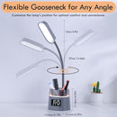 WILIT LED Desk Lamp for College Dorm Room Essentials, Students Study Lamp with Charging Station, Pen Holder, Clock & RGB Night Light, Office Desk Accessories, Table Lamp for Bedroom - Gray by TinyTreasures Baby Boutique