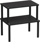 Cabinet Organizer Shelf(Set of 2),Kitchen Counter Shelves,Bamboo Spice Rack Countertop and Cabinet,Stackable Expandable,Medium(Black) by CozyNest Decor