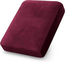 PrinceDeco Stretch Velvet Couch Cushion Cover,Soft Cushion Slipcover for Chair Cushion Furniture Protector Seat Cushion Sofa Cover Width Up to 29.5", Burgundy by CozyNest Decor