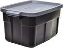 Rubbermaid Roughneck Tote 14 Gal, 6 Pack, Made in USA, Black & Gray, Rugged Plastic Stackable Storage Bins with Lids and Handles by CozyNest Decor