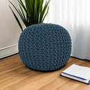 REDEARTH Round Pouf Bean Bag Ottoman - Foot Stool Hand Knitted - Home Decor Pouffe Stuffed - Cable Boho Poof Beanbag Footrest for Living Room - Nursery - Bedroom - Patio (19.5"x19.5"x14") - Teal by CozyNest Decor