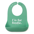 Bella Tunno Baby Bib for Eating, Waterproof Silicone Bib with Large Food Catcher, Adjustable Fit for Babies 4-12 months & Toddlers 1-3 Years, Boys & Girls, F Is For Foodie by TinyTreasures Baby Boutique