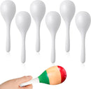 Leitee 6 Pcs DIY Wood Maracas Unfinished Hand Painted Maracas Party Favor Wooden Rumba Shakers Hand Percussion Rattles Musical Instruments with Clear Sound for Kid Adult (White) by TinyTreasures Baby Boutique