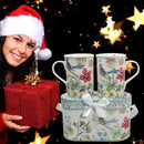 Lightahead Elegant Bone China Two Coffee Mugs set in Blue bird design 11.2 oz each cup in attractive gift box by CozyNest Decor