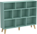 IOTXY Wooden Open Shelf Bookcase - 3-Tier Floor Standing Display Cabinet Rack with Legs, 10 Cubes Bookshelf, Tiffany-Green by CozyNest Decor