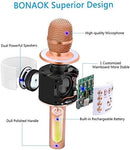 BONAOK Wireless Bluetooth Karaoke Microphone,3-in-1 Portable Handheld Karaoke Mic Speaker Machine Home Party Birthday for All Smartphones PC(Q37 Rose Gold) by TinyTreasures Baby Boutique