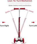 Maxi Scooter for Kids Ages 6-12 Lean-to-Steer 3 Wheel Scooter for Kids Ages 6-12 PU Light-Up Wheels Kids Scooter Adjustable Height Light Weight Aluminum Scooters T-Bar Colorful Design Printed by TinyTreasures Baby Boutique