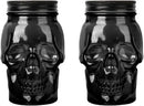 Set of 2 Skull Mason Jar Glasses with Lids | 16oz Reusable Halloween Drinking Glasses | Unique Skull Décor, Storage, & Canning Jars for Parties & Gifts by CozyNest Decor
