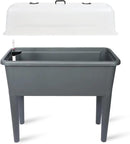 Dexceder 13.2 Gallon Self Watering Raised Garden Bed with Ventilation Transparent Lid Greenhouse, Deepen Vegetable Flower Box Planter Pot with Removeble Legs & Water Level Indicator (Deep Gray) by GreenHaven Gardens