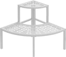 aboxoo 2 Tier Plant Stand Flower Pot Rack for Patio,Heavy Duty Metal Stair-Step Style Corner Shelf Planters, Quarter Round Display Holder for Indoor Outdoor Use(White, Semicircle) by GreenHaven Gardens
