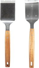 BBQ-Aid Grill Brush and Scraper for Barbecue – Grill Brush for Outdoor Grill with Extended, Large Wooden Handle and Replaceable Stainless Steel Bristles Head –No Scratch- BBQ Grill Brush for Any Grill by GreenHaven Gardens