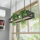 Growers Hanging Wood Basket Planter with Chain Indoor Outdoor Flower Plant Pot Home Garden Balcony Bar Cafe Decoration (L48''XW10''XH6'') by CozyNest Decor