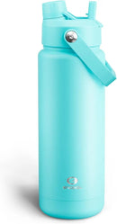 Insulated Water Bottle with Straw Stainless Steel Water Bottle, Leak-Proof, BPA-Free, Double Wall Vacuum Keeps Cold for 24 Hours for Sports, Travel, School (32 oz, Aquamarine Blue) by CozyNest Decor