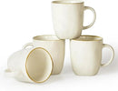 famiware Coffee Mugs Set of 4, Ocean Square 13oz Coffee Cup Set with Handle for Cocoa, Milk, Hot Chocolate, Tea, Water, Stoneware Cups for Kitchen, Microwave and Dishwasher Safe, Vanilla White by CozyNest Decor