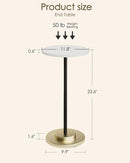 Masupu Drink Table, Round Side Table for Small Spaces, Pedestal Side Table, Small End Table with Metal Base, for Living Room, Bedroom, Bathroom, White by CozyNest Decor
