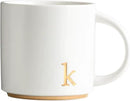 COLLECTIVE HOME - Monogram Ceramic Mugs, 15 oz Golden Initial Coffee Cups, Elegant Alphabet Tea Mugs, Elegant Personalized Mug with Gift Box, Luxurious Cups for Office and Home (k) by CozyNest Decor