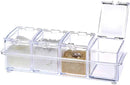 Clear Seasoning Box - 4 Piece Acrylic Spice Storage Container storage Tool for Kitchen Herb Spice Tools Gadgets-Cruet with Lid and Spoon