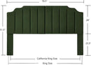 24KF Dark Green Teddy Fabric Tufted King Upholstered Headboard, Modern Vertical Channel Design California King Headboard with Stepped Silhouette Top Edge,6026-K-Teddy Dark Green by CozyNest Decor