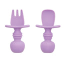 Bumkins Baby Utensils Set, Chewtensils Silicone Spoons for Dipping, Self-Feeding, Baby Led Weaning, Trainer Learning, First Stage Eating, Soft Practice Fork and Spoon, Babies 6 Months, Lavender by TinyTreasures Baby Boutique