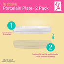 Elk and Friends Kids 7.8” Porcelain White Plates | Divided Plates | Suitable for Kids/Toddlers | Microwave & Dishwasher Safe | Non Slip | Snack Dishes | 2 Pack by TinyTreasures Baby Boutique