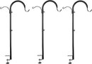 WOSIBO 3 Pack Three Span Deck Hook, 37 Inches Deck Bird Feeder Pole, Hanging Baskets Porch Multi-Hook for Deck Kit with Three Branches for Plant Hangers, Lanterns, Wind Chimes and More by GreenHaven Gardens
