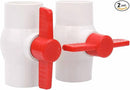 2Pcs 1-1/2" PVC Ball Valve Water Pipe Shut-off Valve Socket with Red T-Handle for Cold Water Supply lines, Irrigation Pipe fitting System(Socket x Socket), Schedule 40 by GreenHaven Gardens