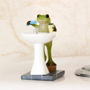 Tfro & Cile Frog Garden Statue Decor Miniature Animal Figurine Outdoor Fairy Brushing Teeth Sculpture for Bathroom - 3.3 Inch Height by GreenHaven Gardens
