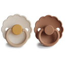 FRIGG Daisy SilkySoft Silicone Baby Pacifier | Made in Denmark | BPA-Free (Chamomile/Peach Bronze, 6-18 Months) by TinyTreasures Baby Boutique