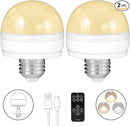 BLUEYE Rechargeable Light Bulbs,2Pack,7W,Remote Control,Soft Warm 2700K-6000K,50W Equivalent,450Lumens,Flicker-Free,E26 Detachable Charging,E12 Available,Battery Operated Emergency Lamp for No Outlet by TinyTreasures Baby Boutique