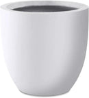 Kante 14 Inch Dia Round Concrete Planter, Indoor Outdoor Large Plant Pot with Drainage Hole and Rubber Plug for Home Patio Garden, Pure White by GreenHaven Gardens