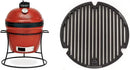 Kamado Joe KJ13RH Joe Jr. 13.5 inch Portable Charcoal Grill with Cast Iron Cart and Heat Deflectors, Blaze Red and Kamado Joe KJ15090620 Cast Iron Sear Plate by GreenHaven Gardens