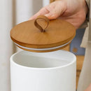 YYW Kitchen Canister Set for Countertop Set of 3, 9/28/45 oz Ceramic Food Storage Containers with Airtight Wood Lids, Food Saver Jars for Coffee, Tea, Candy, Flour(Three-piece suit in black) by CozyNest Decor