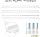 AZSKY 48 Inch White Large Picture Ledges Wood Photo Display Shelf Long Shallow Picture Shelf for Pictures with Lip Wall Mounted Set of 3 for Living Room Bedroom Bathroom Kitchen Same Sizes by CozyNest Decor