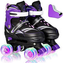 Adjustable 4 Size Kids Roller Skates With Light up Wheels for Girls Ages 5-8-12, Safe and Fun Illuminating Skates for Kids, Toddlers, Boys by TinyTreasures Baby Boutique