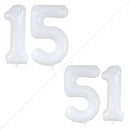 GOER Number 15 Balloons for 15th Birthday Sweet 15 Party Decorations,42 Inch Jumbo Foil Helium 51 Balloons for 51st Birthday Party Decoration (White) by TinyTreasures Baby Boutique