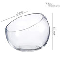 WHOLE HOUSEWARES | Slant Cut Bowl Glass Vase, Width 6.3", Height 5", Clear Terrarium Jar, Candy Jar, Fruit Jar, Floral Container for Wedding Party Event, Home Office Decor, 1 Piece by CozyNest Decor